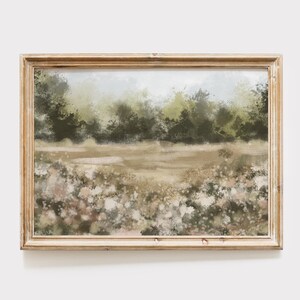 Spring Summer Scenery Landscape Print, Summer Printable Wall Art, Farmhouse Decor, Flower Field Landscape Oil Painting Abstract neutral art