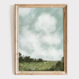 Summer Landscape Print, Spring Landscape Printable Wall Art, Spring Wall Art, Summer Vintage Style Oil Painting, Country Farmhouse Print
