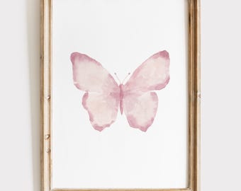 Blush Pink Butterfly Printable Art, Watercolor Butterfly, Butterfly Nursery Print, Children decor, Boho Painting, butterfly nursery poster,