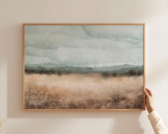 Fall Neutral Landscape Print Printable Wall Art Minimal Abstract Landscape instant Download DIY Print Watercolor Painting  Brown Horizontal