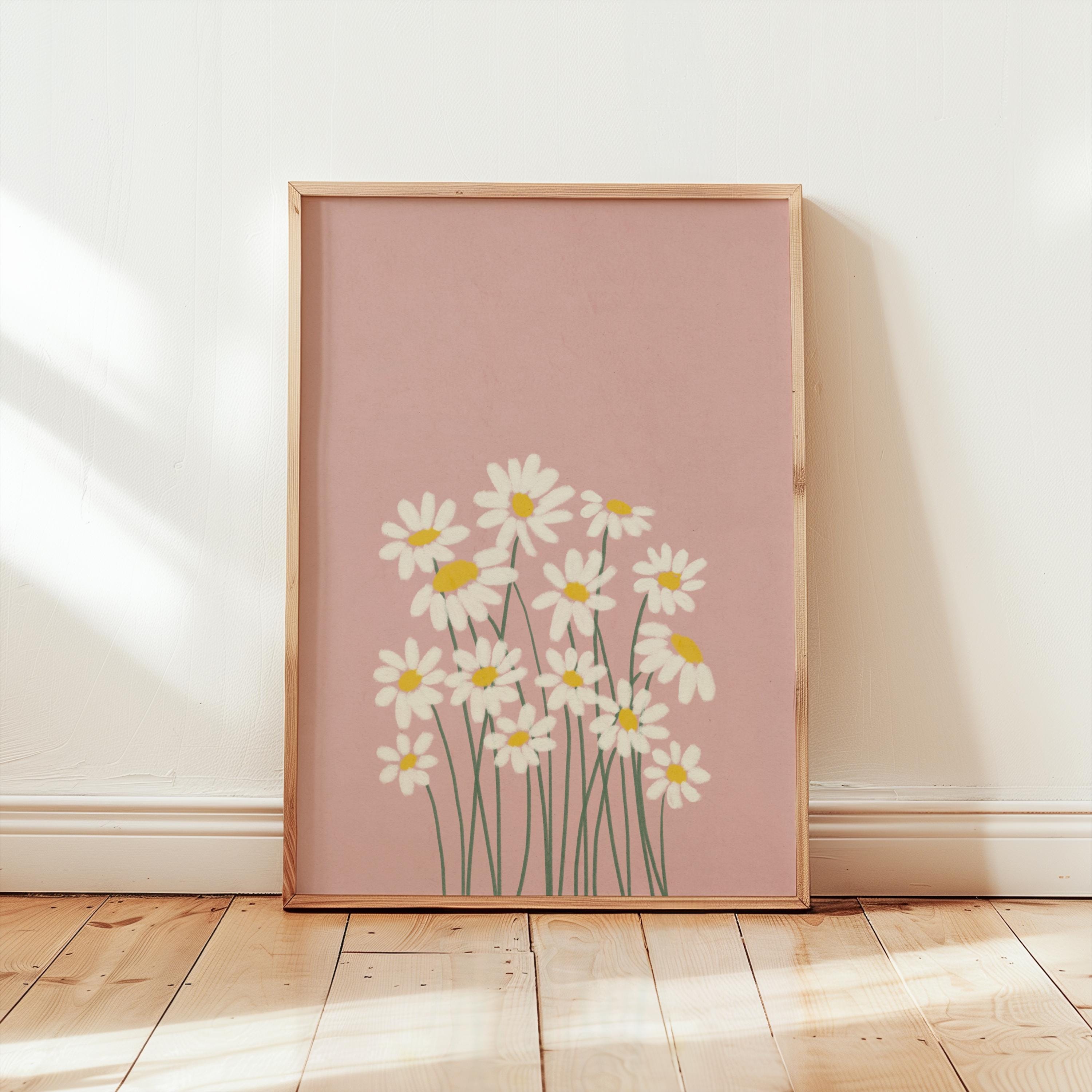 Daisy Print, Daisy Pink Printable Wall Art, Floral Wall Art, Flower ...