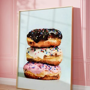 Glazed Donuts Art Printable | Wall Art Vintage Poster | Retro Food Wall Art | Kitchen Foodie Art | Party Decor | Children Decor | PRINTABLE