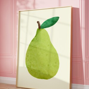 Pear Art Printable | Watercolor Vintage Poster | Food Fruit Art Poster | Kitchen Wall Art Decor | Digital Download | Pop art PRINTABLE