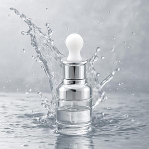 Flacon compte-gouttes Athena | Bouteille en verre transparent | Haut en caoutchouc blanc |  Flacon de sérum d'argent de 30 ml | Flacon compte-gouttes argenté de 30 ml