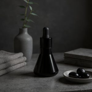 Devin Tropfflasche | 30ml Schwarz Glas Tropffläschchen | Schwarzes Serum Fläschchen