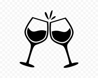 Archivos SVG de copas de vino para Cricut / Descarga digital / SVG para manualidades, siluetas y cortes instantáneos