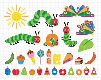 幸せな毛虫のクリップアート、Eps、Png、Jpg、毛虫PNGバンドル