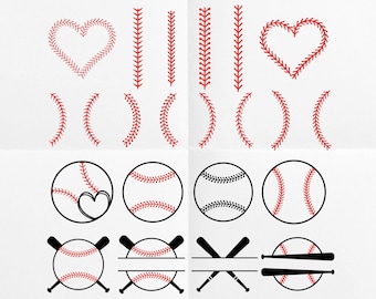 Baseball SVG Bundle: Stitches, Monogram Graphics (Digital Download)