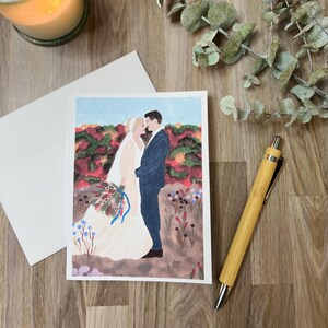 de mariage peinte à la main | Carte artistique des jeunes mariés avec un message inspirant | Carte romantique pour cadeau de mariage ou souvenir de couple