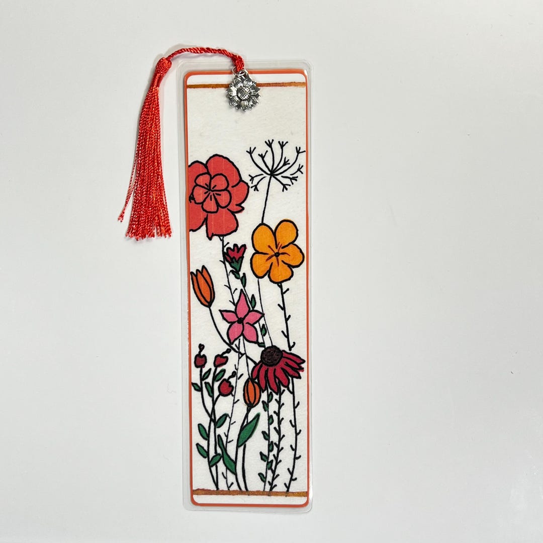 Spring Flora Laminated Bookmark – Floral Art Bookmark With Tassel for ...