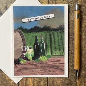 Profitez du voyage carte des vins | de voeux de paysage de vignoble | d'encouragement, d'anniversaire, de carte de célébration | Message personnalisé | Coffret