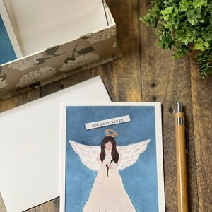 Utilisez votre carte d'ange ailes | Carte d'encouragement basée sur la foi | Cadeau de baptême, de sympathie, de remise des diplômes | Message personnalisé | À l'unité ou en coffret