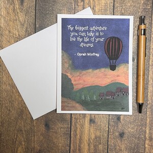d'aventure d'Oprah Winfrey | carte inspirée de montgolfière | Remise des diplômes, encouragement, anniversaire | Message personnalisé | Coffret