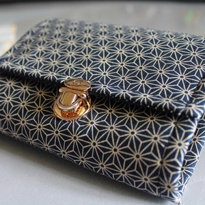 Portefeuille fermoir femme/Asanoha bleu/Porte-monnaie/Porte-carte/Anniversaire/cadeau femme/Saint-Valentin