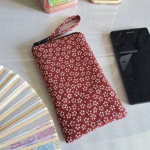 Etui Smartphone/Sur-mesure/Sakura rouge blanc/Noël/Anniversaire/Cadeau femme/Fête des mères/StValentin