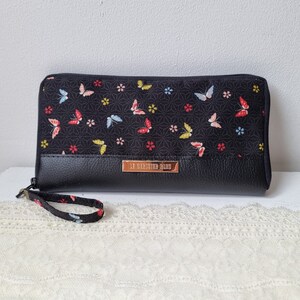 Portafoglio da donna con cerniera tutto in uno/Mei sfondo nero/Compleanno/regalo da donna/Natale/San Valentino