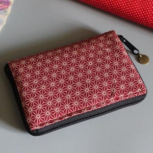 Portafoglio con cerniera da donna/Asanoha rosso/Portamonete/Porta carte/Compleanno/Regalo da donna/San Valentino