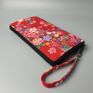 Portefeuille zippé tout en un femme/Miya rouge/Porte-monnaie/Porte-carte/Anniversaire/cadeau femme/Saint-Valentin
