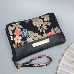 Portafoglio con cerniera da donna/Kanako nero oro/Similpelle nera/Cerniera nera/Portamonete/Porta carte/Compleanno/Regalo da donna/San Valentino