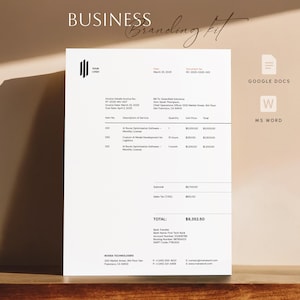 Kit di branding aziendale / Carta intestata, lettera commerciale e fattura / Google Docs e Word / Bonus gratuito: modello di biglietto da visita