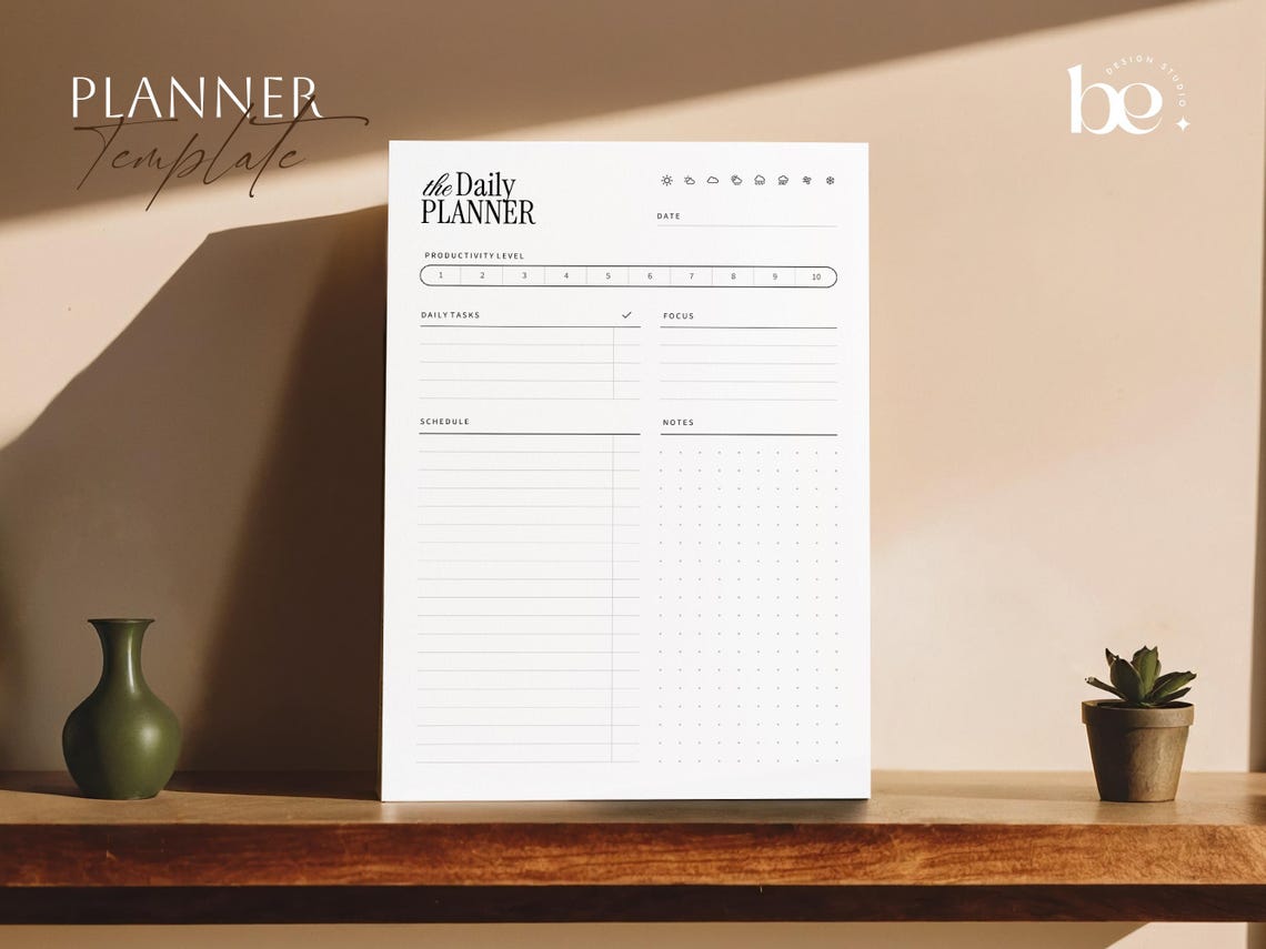 Daily Planner Template Google Docs & Word | Printable and Digital ...