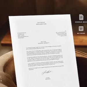CEO / Executive Resignation Letter Template | C-Level Professional Format | Google Docs and Ms Word