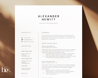 Modern Resume for Google Docs + Word | Minimalist CV | 5 pages