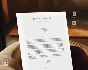 CEO & C-Level Cover Letter Template, for Google Docs and MS Word, 2026