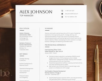 Professional Minimalist Resume Template for Google Docs and Word, Modern CV Design 2026