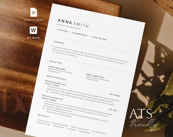 2 page ats friendly resume, + 1 Page Resume + Cover Letter + References, Google Docs + Word