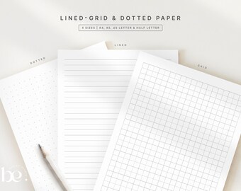Printable Lined, Grid, and Dotted Paper Template in A4, A5, and Letter Sizes