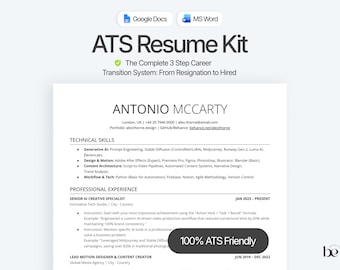 ATS Friendly All-in-One Resume Kit | 100% Single Column ATS Pass Rate | No Tables DOCX