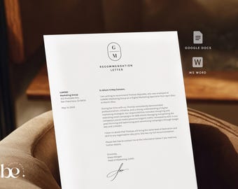Recommendation Letter Template for Word & Google Docs – Professional and Minimalist Design
