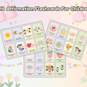 24 Affirmationskarten für Kinder | Positive Affirmationen für Kinder | Achtsamkeit Karteikarten | Digitaler Download für Kinder l Kinder Gesundheit