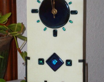 Fused Glass Table/Wall Clock - Vanilla