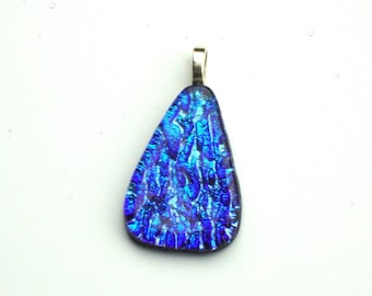 Dichroic Pendant Fused Glass The Blues Teardrop Pendant