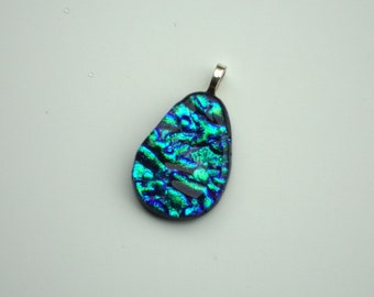 Dichroic Pendant Fused Glass The Teals Teardrop Pendant