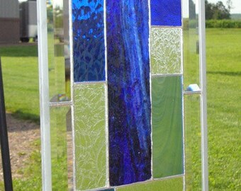 The Blues Stained Glass Abstract Panel Suncatcher