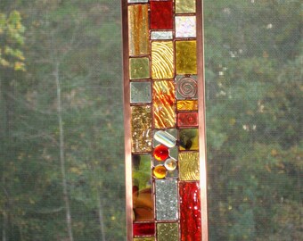 Stained Glass Panel Suncatcher Amber-colored 1024