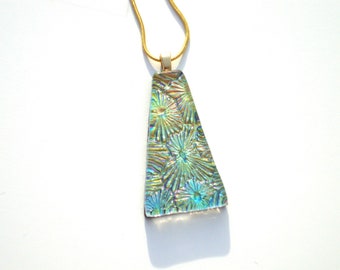 Dichroic Pendant Fused Glass Golden Daisies Pendant 4214