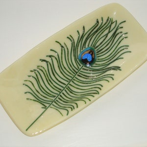 Fused Glass Dish (medium) 2- Peacock Collection