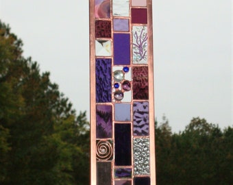 Stained Glass Panel Suncatcher Purples 1102