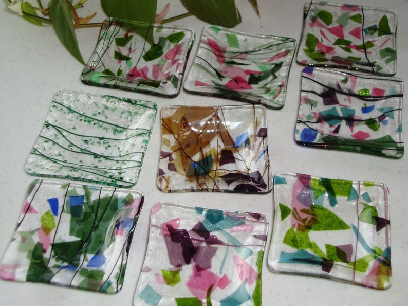 Fused Glass Confetti Dish 6214 Etsy