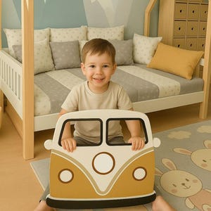 Handmade Wooden Car Bed Rail: Montessori Minibus Guardrail