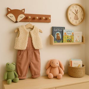 Wooden Fox Wall Decor – Cute Sleeping Fox Head for Nursery or Kids Room | Woodland Theme Wall Art