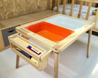 Montessori Wooden Sensory Table: Kids Activity Table with Bins
