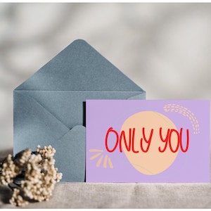 Only You – Carte postale moderne à télécharger numérique, vœux d'amour minimaliste, Saint-Valentin, téléchargement instantané PDF/PNG
