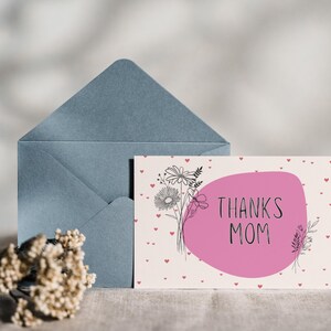 Thanks Mom – Digitale Postkarte/ Grußkarte zum Muttertag - sofort Download