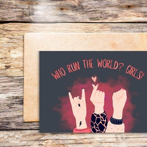 ¿Quién dirige el mundo? ¡Chicas! - Postal feminista para el Día de la Mujer y otras ocasiones - Descarga inmediata
