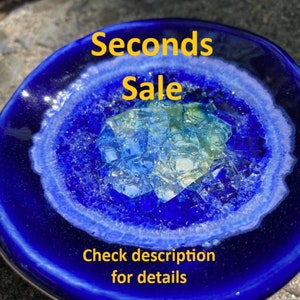 SECONDS SALE !!! - 2 FOR 1 - Butterfly Puddler dish - butterfly feeder - Cobalt blue with recycled glass